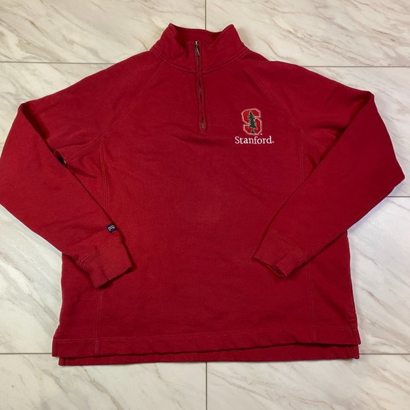 Jansport Stanford University 1/4 Zip Pullover Sweatshirt Cardinal Relaxed XL - Picture 2 of 6